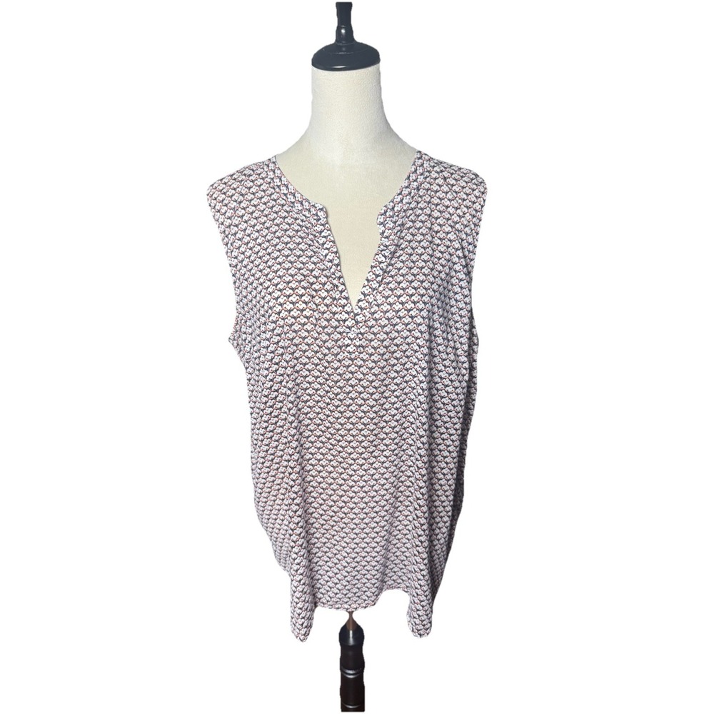 Gap Blouse Woman's‎ XXL V neck Floral Sleeveless Cotton geometric print Nylon